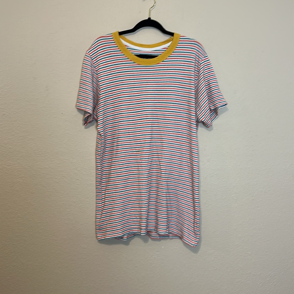 Big Bud Press Striped Short Sleeve Tee - Red, Blue, Yellow